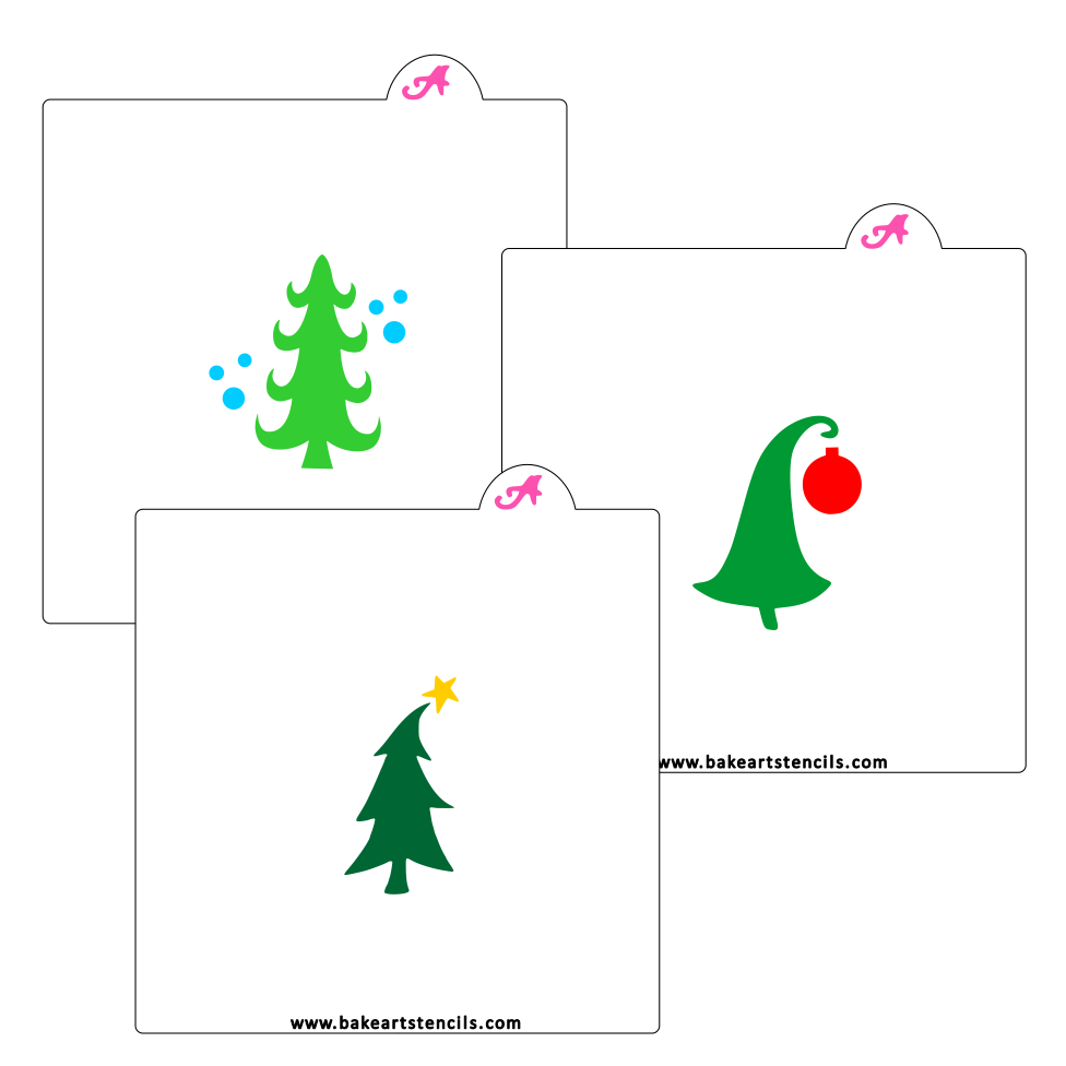 Whimsy Trees Cookie Stencil  Christmas Cookie Stencil - bakeartstencils